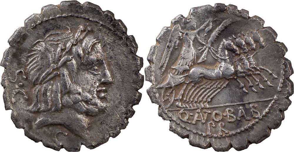The Roman Republic
Q. Antonius Balbus, 83-82 BC. AR Denarius 3.76 g. Rome. Laureate head of 