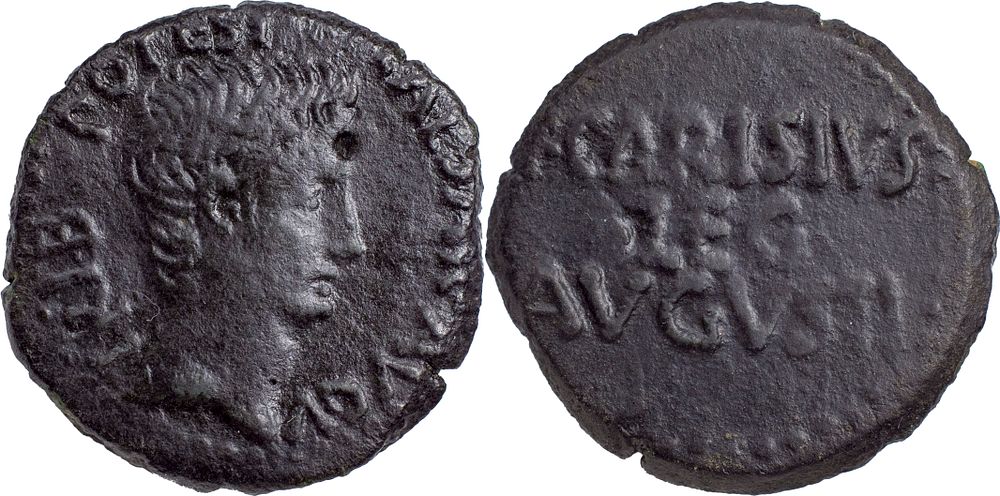 The Roman Empire
Augustus , 27 BC-AD 14. SPAIN. Emerita. As 12.30 g, P. Carisius, legatus pro 