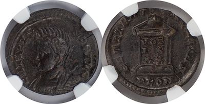 The Roman Empire Crispus, 317-326. AE Follis. London mint, 321. CRISPVS NOBIL C, helmeted and