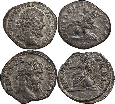 Lots Ancient CoinsLot of 2 septimus severus denarius.Fine to XF.