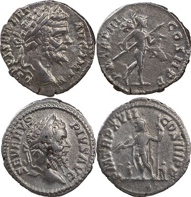 Lots Ancient CoinsLot of 2 septimus severus denarius.Fine to XF.