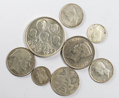 Lots World Coins Lot of 8 coins of Belgium Fine to XF.