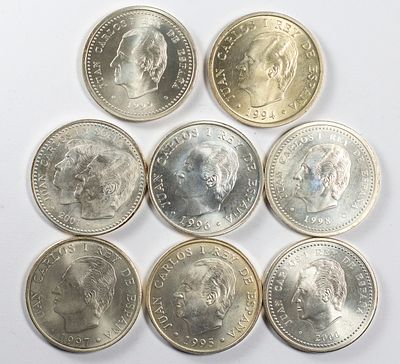 Lots World CoinsLot of 8 silver coins Spain.Fine to XF.