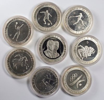 Lots World CoinsLot of 8 silver coins Spain.Fine to XF.