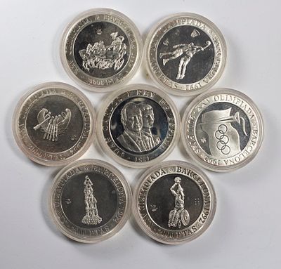 Lots World CoinsLot of 7 silver coins Spain.Fine to XF.
