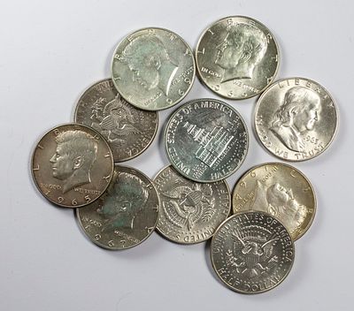 Lots World CoinsLot of 10 coins of Half Dollar United States of America (USA).Fine to XF.