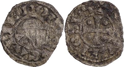 D. Afonso II - Dinheiro Escudo Amendoado. . Portugal D. Afonso II (1211-1223) Dinheiro escudo 