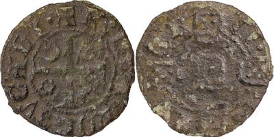 Portugal D. Fernando I (1367-1383) Dinheiro Porto Bolh&atilde;o AG: NC 0.89 g RARA BC