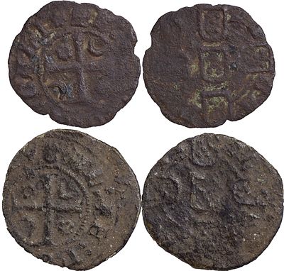 Portugal D. Fernando I (1367-1383) Lote de 2 dinheiros do Porto. REG a BC