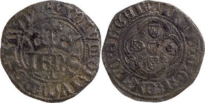 Portugal D. Jo&atilde;o I (1385-1433) Meio real de 10 soldos &Eacute;vora € Bolh&atilde;o AG: 26.01 1.56 g BC+