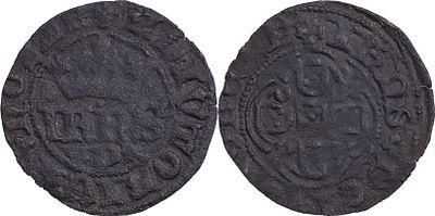 Portugal D. Jo&atilde;o I (1385-1433) Meio real de 10 soldos Porto Bolh&atilde;o P AG: 22.02 0.89 g BC
