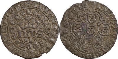 Portugal D. Jo&atilde;o I (1385-1433) Real de 10 soldos Lisboa oLo / Lo-oB Bolh&atilde;o Sinal oculto &agrave; 