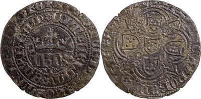 Portugal D. Jo&atilde;o I (1385-1433) Real de 10 soldos Porto xPx / P-O Bolh&atilde;o Sinal oculto &agrave; esquerda 