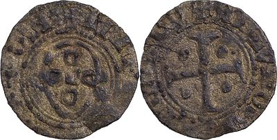 PortugalD. Jo&atilde;o I (1385-1433)Meio real de 3 libras e meia Lisboa Bolh&atilde;oAG: 28.01 0.84 gBC