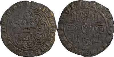 Portugal D. Jo&atilde;o I (1385-1433) Real de 3 libras e meia Porto Bolh&atilde;o AG: 56.04 1.92 g BC+