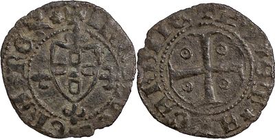 Portugal D. Jo&atilde;o I (1385-1433) Quinto de real cruzado Lisboa Bolh&atilde;o AG: 08.01 0.74 g BC+