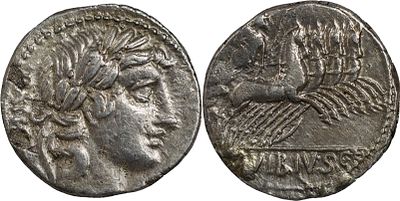 The Roman Republic C. Vibius C.f. Pansa, 90 BC. AR Denarius 3.90 g. Rome. PANSA Laureate head 