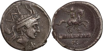 The Roman Republic L. Philippus, 113-112 BC. AR Denarius 3.81 g. Rome. Head of Philip V of 