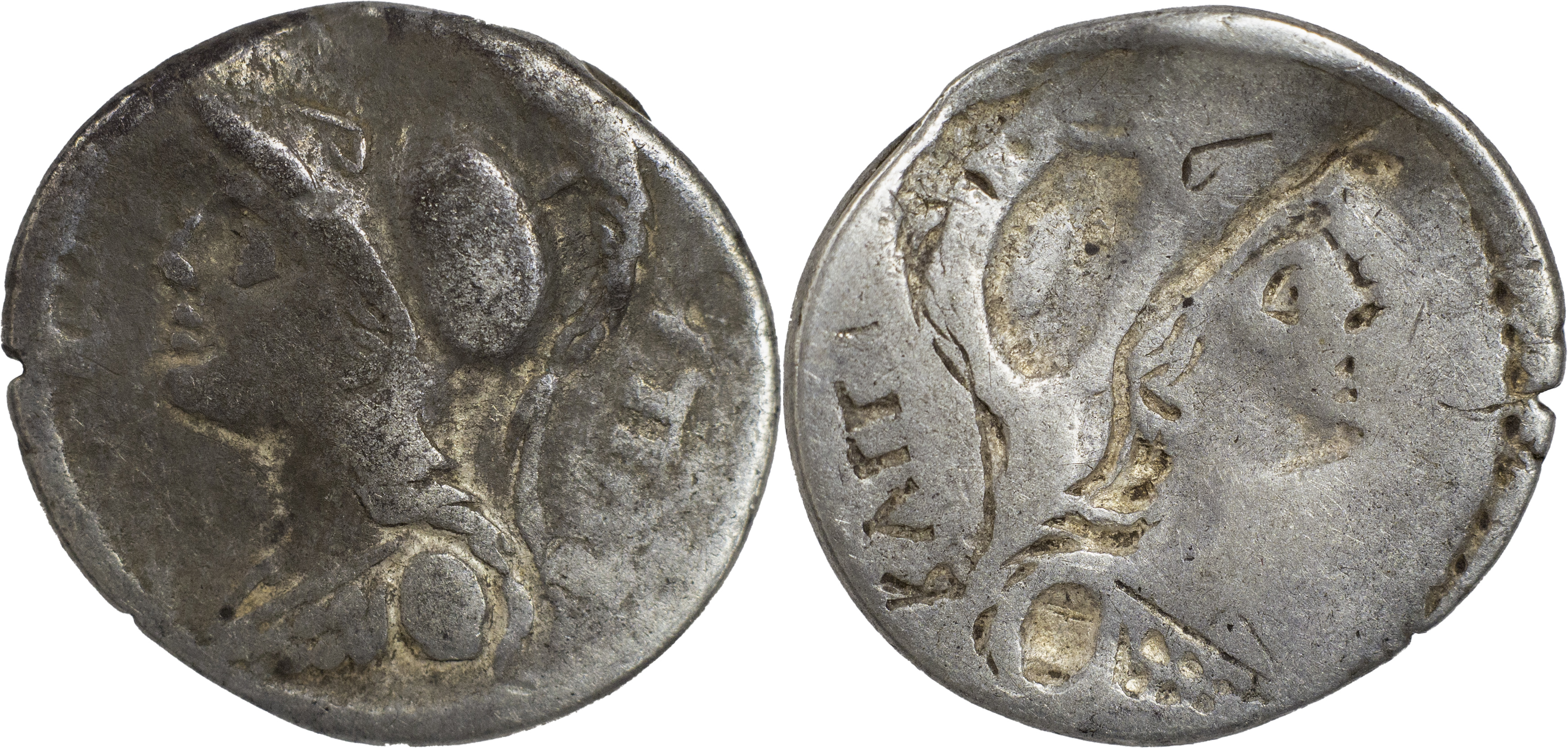 Servilius Inscriptions Lot 24 – P. Servilius M.f. Rullus, 100 BC. AR Denarius. Brockage ...