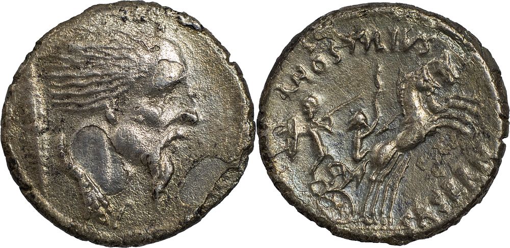 L. Hostilius Saserna, 48 BC. AR Denarius. Rare. The Roman Republic 
L. Hostilius Saserna, 48 