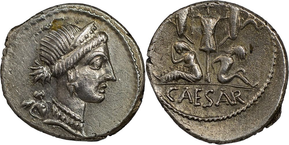 Julius Caesar, 49-44 BC. AR Denarius. The Roman Republic 
Julius Caesar, 49-44 BC. AR Denarius 