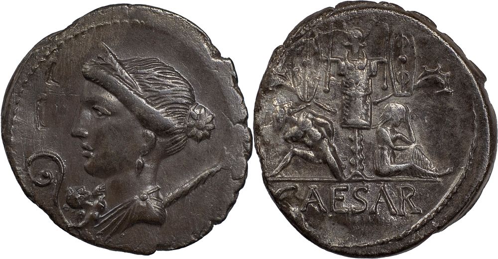 Julius Caesar, 49-44 BC. AR Denarius. Bust Left. The Roman Republic 
Julius Caesar, 49-44 BC. 