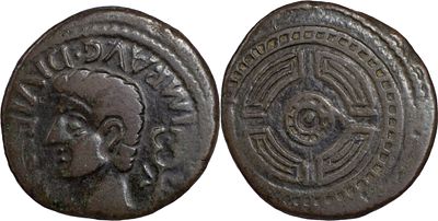 The Roman Empire Augustus 27 BC – 14 AD. Uncertain mint of North West (Lucus Augusti). AE As 
