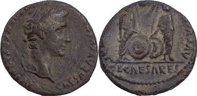 The Roman Empire Augustus, 27 BC-AD 14. AR Denarius 3.54 g. Lugdunum, circa 2 BC-AD 4. CAESAR 
