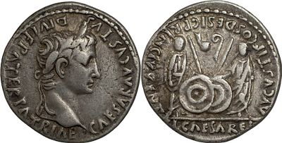 The Roman Empire Augustus, 27 BC-AD 14. AR Denarius 3.90 g. Lugdunum, circa 2 BC-AD 4. CAESAR 