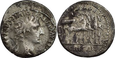 The Roman Empire Augustus, 27 BC-AD 14. AR Denarius 3.72 g. Lugdunum, 13-14 AD. CAESAR AVGVSTVS 