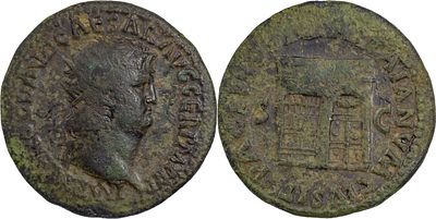 The Roman Empire NERO (54-68). AE As 16.10 g. Rome. NERO CAESAR AVG GERM IMP. Laureate head 