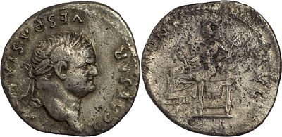 The Roman Empire Titus, as Caesar, 69-79. AR Denarius 3.20 g. Rome, 77-78. T CAESAR VESPASIANVS 