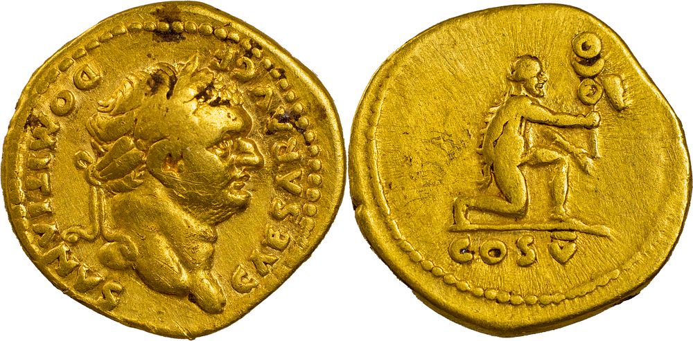 Domitiano - AU Aureo. The Roman Empire 
Domitian as Caesar, 69 – 81. AU Aureus 7.38 g. 77-78. 