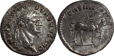 The Roman Empire Domitian, as Caesar, 69-81. AR Denarius 3.30 g. Rome, 76-77. CAESAR AVG 
