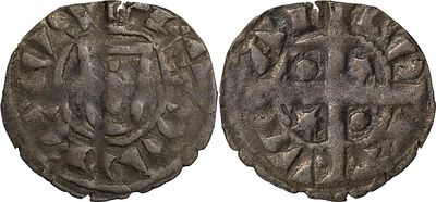 PortugalD. Sancho II (1223-1248)Dinheiro de escudete BolhãoPontos em linha.AG: 15.02 0.51 gBC+