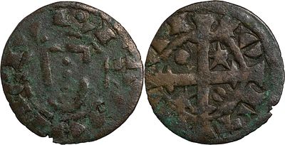 PortugalD. Sancho II (1223-1248)Dinheiro de escudete BolhãoPontos em linha.AG: 15.01 0.82 gBC+
