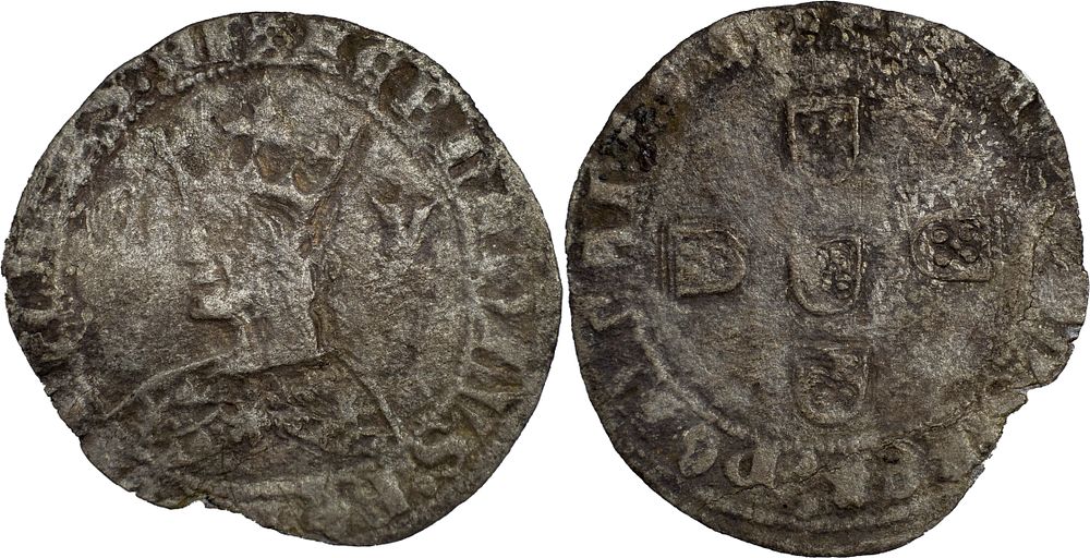 D. Fernando I - Tornês de Busto. Corunha. Muito Rara. Sem registo de outro Tornês de Busto de 