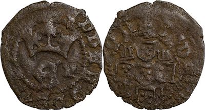 PortugalD. Duarte I (1433-1438)Meio Real Preto Lisboa CobreAG: 01.02 1.10 gBC