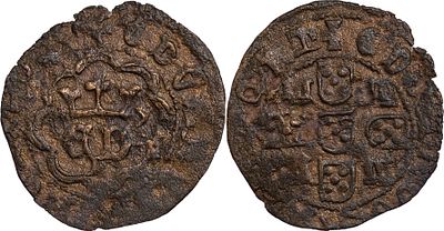 PortugalD. Duarte I (1433-1438)Real Preto Lisboa CobreCom sinal oculto à direita.AG: 02.20 1.65 gBC+