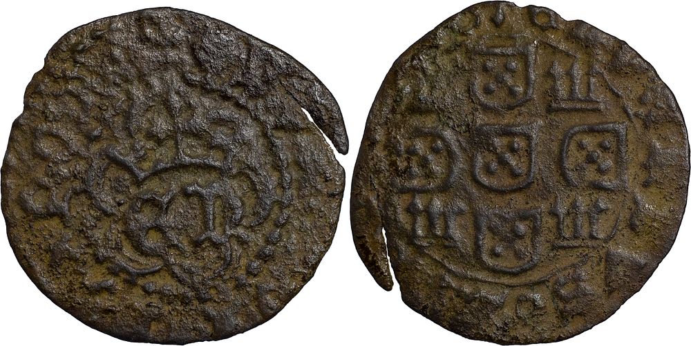 Portugal 
D. Duarte I (1433-1438) 
Real Preto Lisboa Cobre 
Sem letra monet&aacute;ria! 
6 