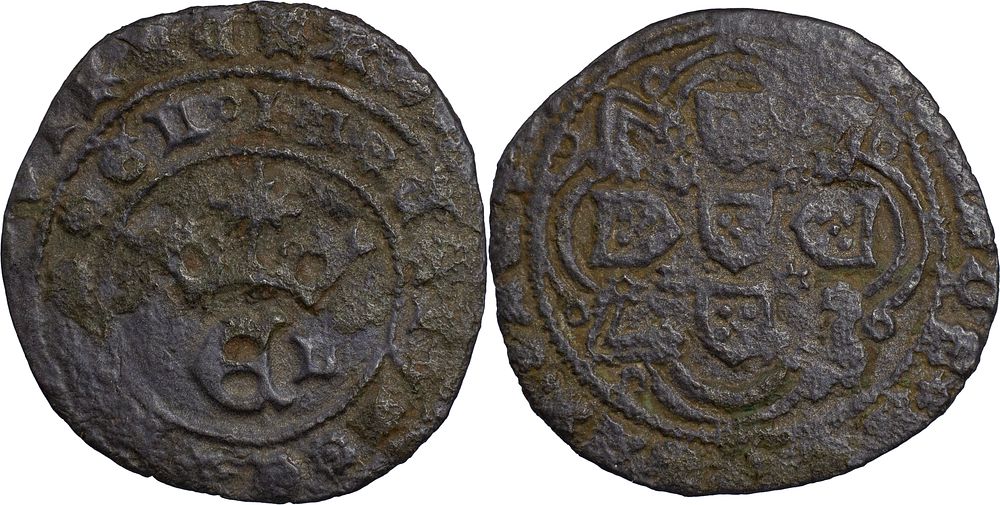 MUITO RARA!. Portugal 
D. Duarte I (1433-1438) 
Real Branco Lisboa Bolh&atilde;o 
Letra 