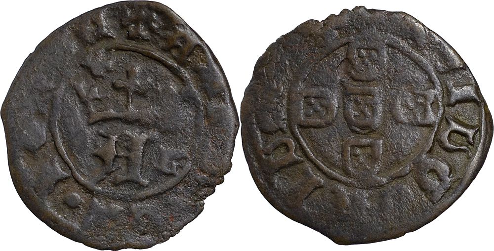 D. Afonso V - Real Preto c/ Sinal Oculto Cima da Coroa à Esquerda. MUITO RARA. Portugal 
D. 