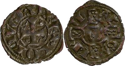 D. Dinis I - Dinheiro em Bolh&atilde;o. MBC+. Portugal D. Dinis I (1279-1325) Dinheiro Billon AG: 04.12 