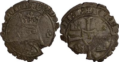 PortugalD. Fernando I (1367-1383)Barbuda Porto P BillonAG: 39.01 2.75 gAbout XF (Fragmented)