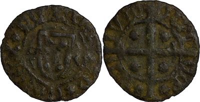 PortugalD. Jo&atilde;o I (1385-1433)Dinheiro &Eacute;vora CopperAG: 31.01 0.65 g.Fine
