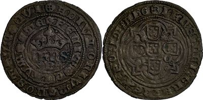 PortugalD. Jo&atilde;o I (1385-1433)Real of 10 soldos Porto BillonAG: 46.04 2.10 gXF