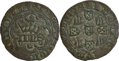PortugalD. Jo&atilde;o I (1385-1433)Real of 3 libras and Half Lisbon BillonAG: 54.04 2.30 gXF