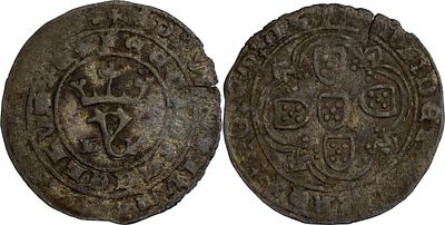 PortugalD. Jo&atilde;o I (1385-1433)Real Branco Lisbon BillonAG: 52.01 3.33 gVF