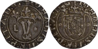 PortugalD. Jo&atilde;o II (1481-1495)Vint&eacute;m L-o Lisbon SilverAG: 12.01 1.94 gXF