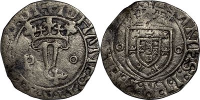 PortugalD. Jo&atilde;o II (1481-1495)Vint&eacute;m P-o Porto SilverAG: 20.19 1.74 gFine